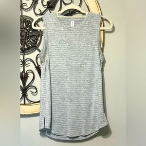 Athleta Striped Gray and White Athletic Tank